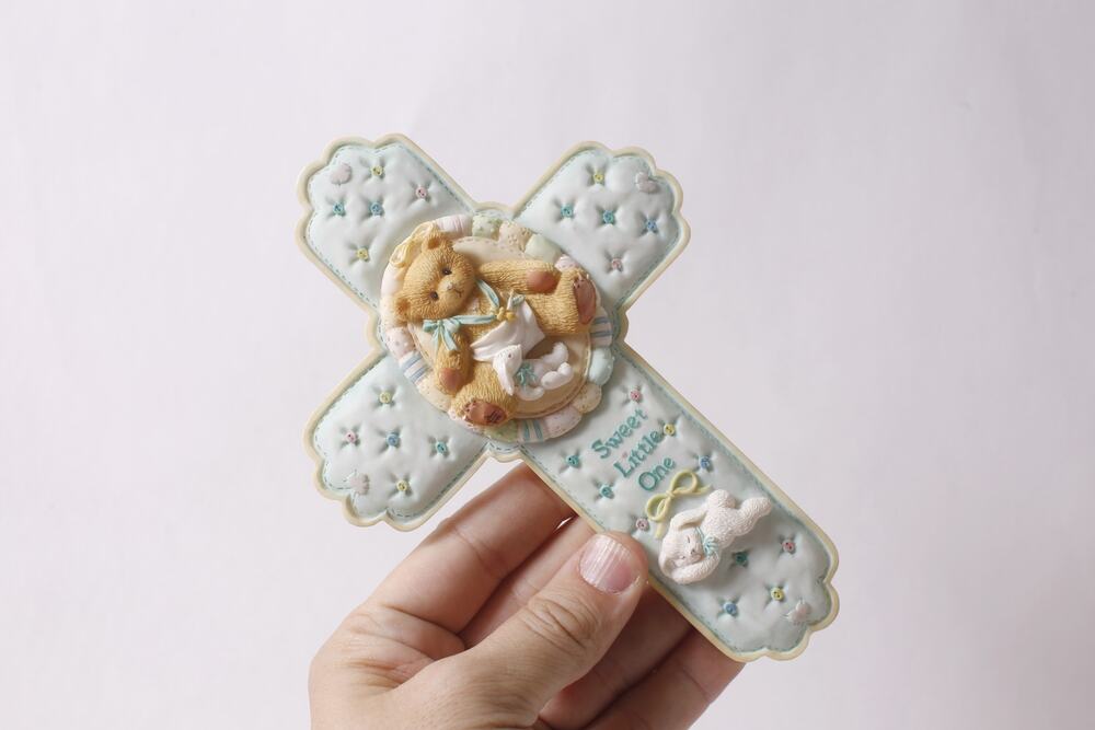 1996 Cherished Teddies Sweet Little One Baby Cross Wall Hanging ~ 260812-WH 886